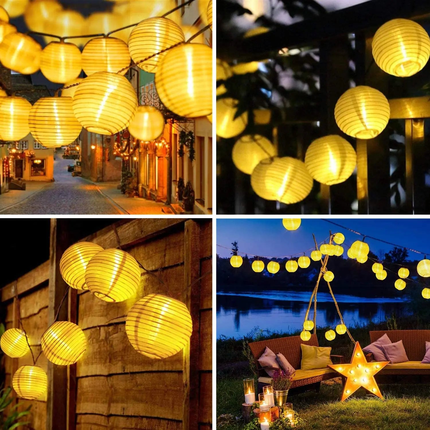 Waterproof Solar Lantern String Lights